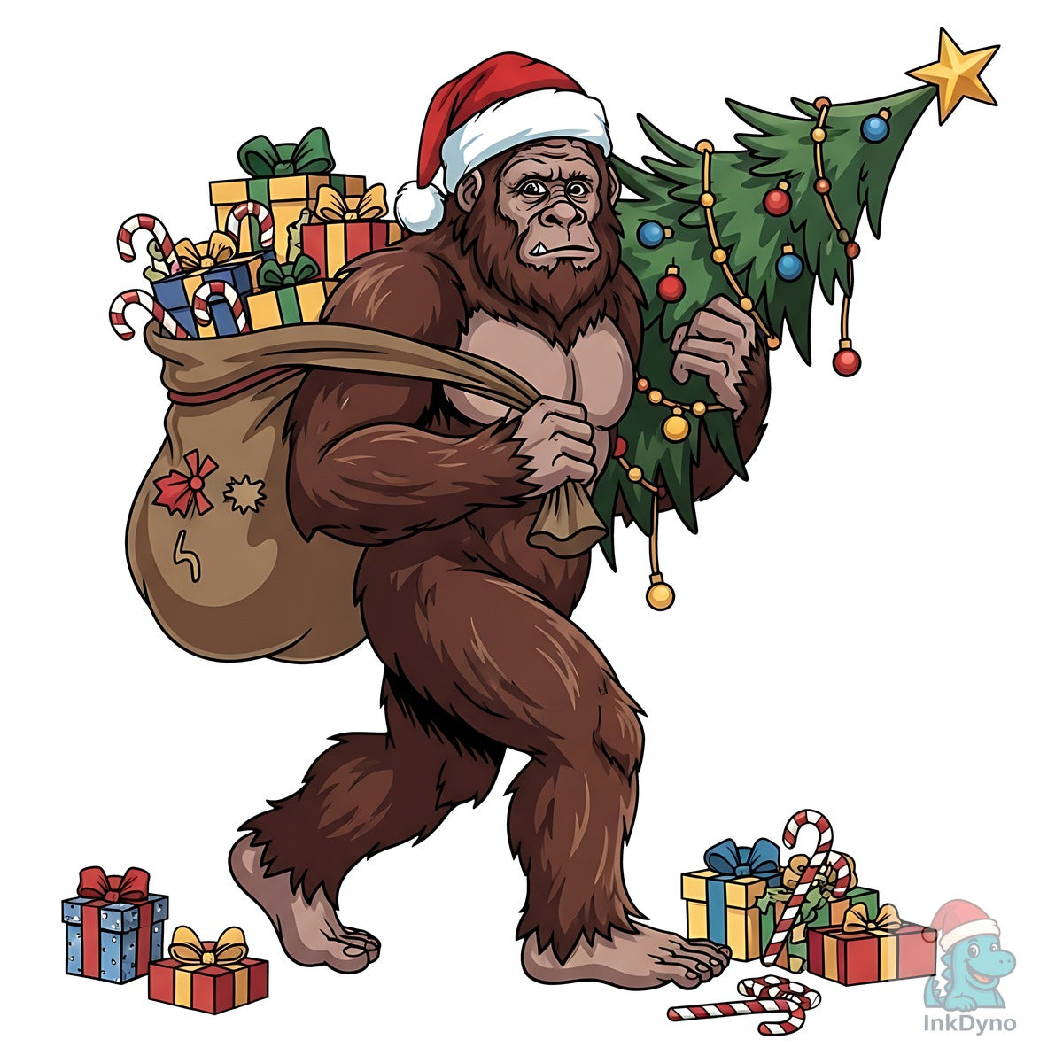 Bigfoot Sasquatch Claus Christmas Tree