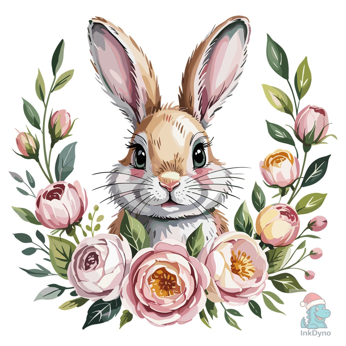 Blush Floral Easter Bunny Sublimation