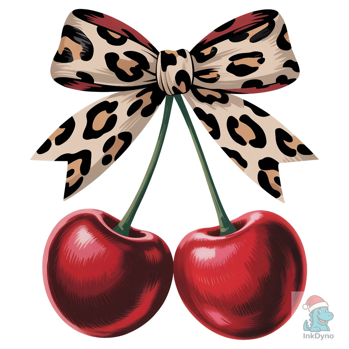 Cherry Bow Design Leopard Coquette