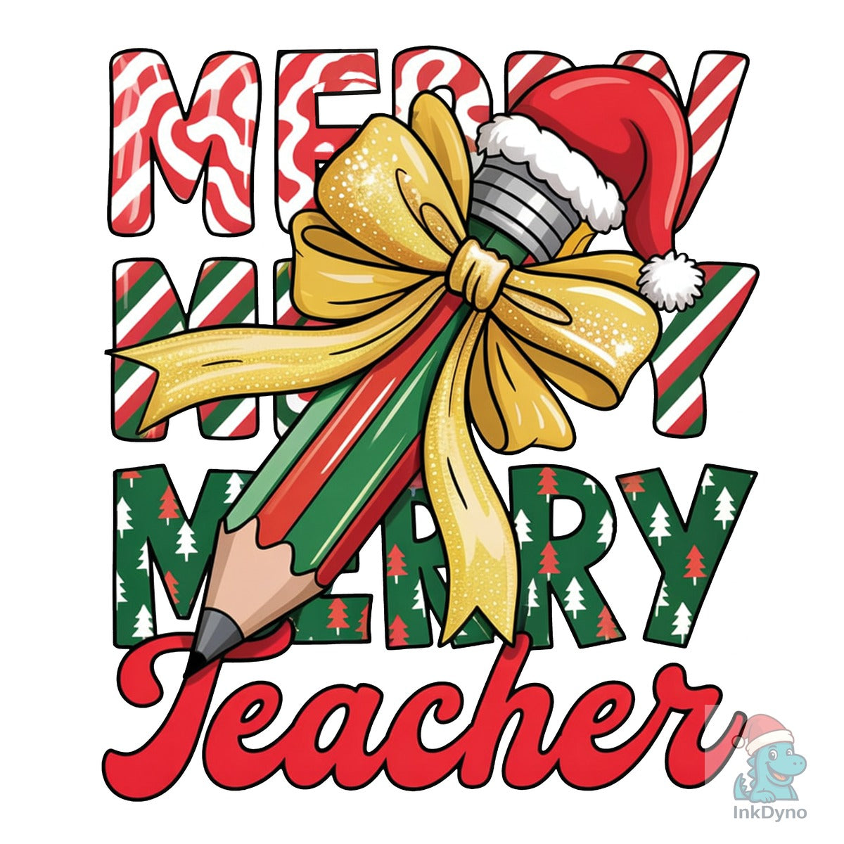 Merry Teacher Christmas Pencil Tree