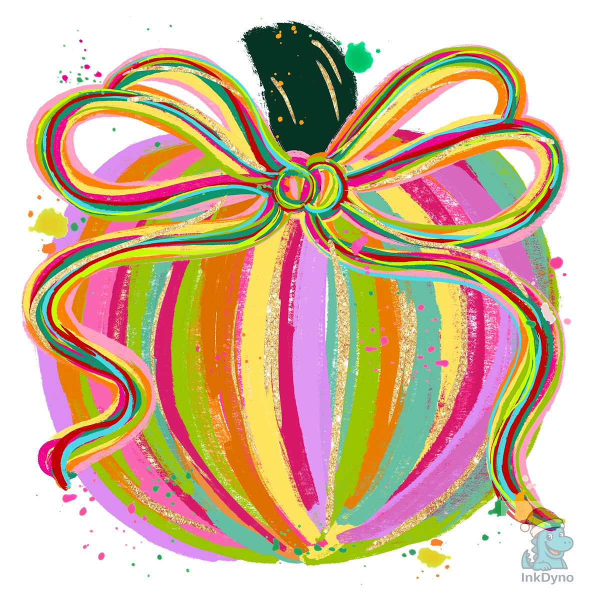 Preppy Pumpkin Brushstroke Coquette Bow