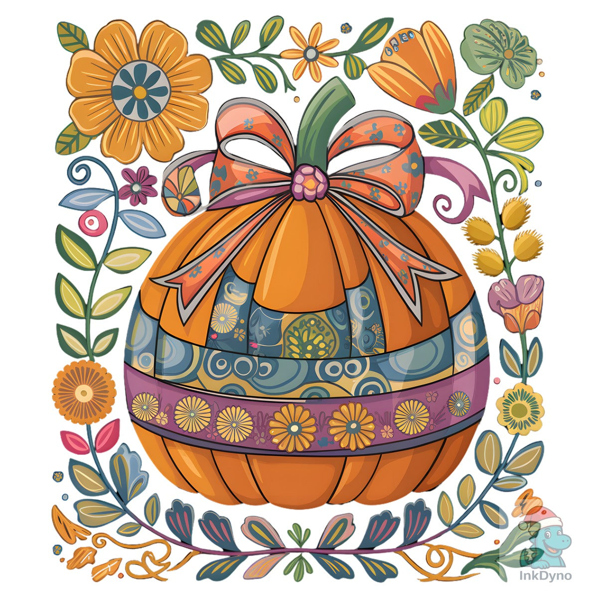 Folk Floral Pumpkin