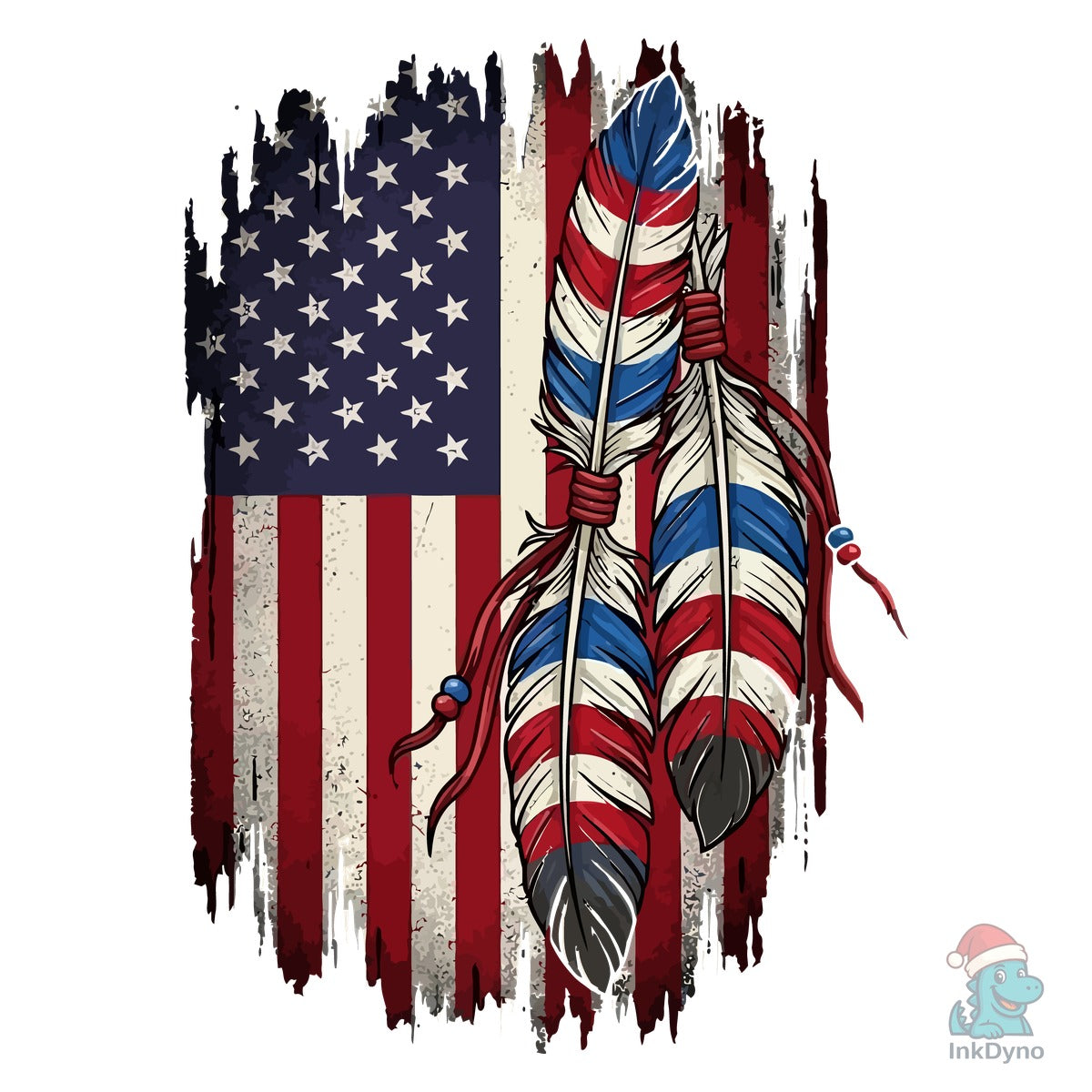 Distressed US Flag and Native American F