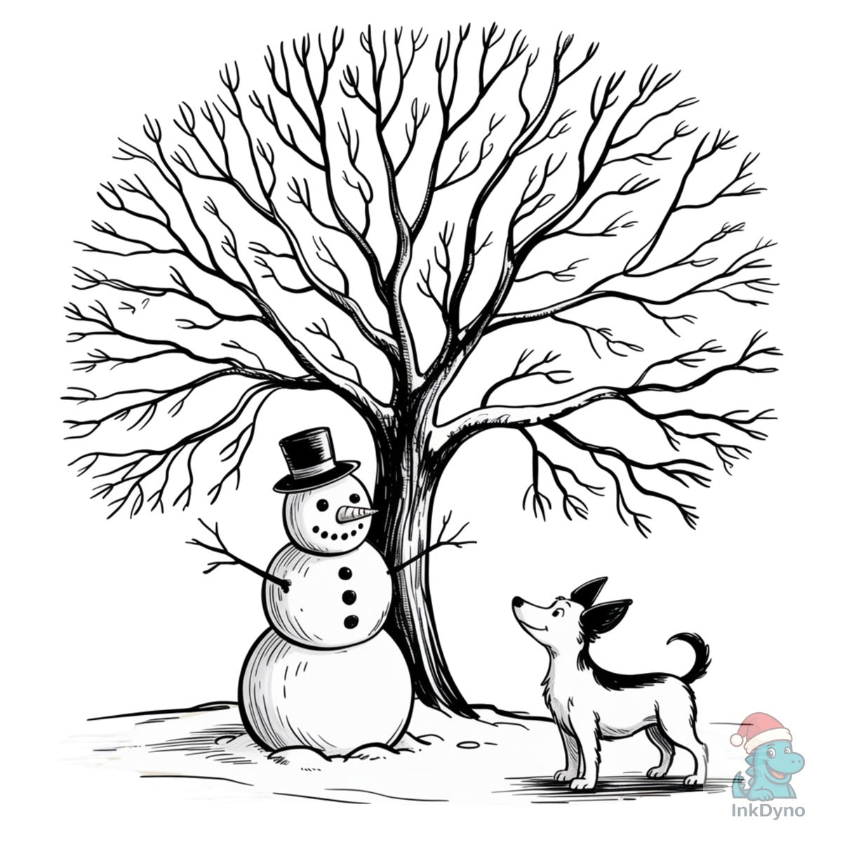 Snowman and Dog Christmas Snowman