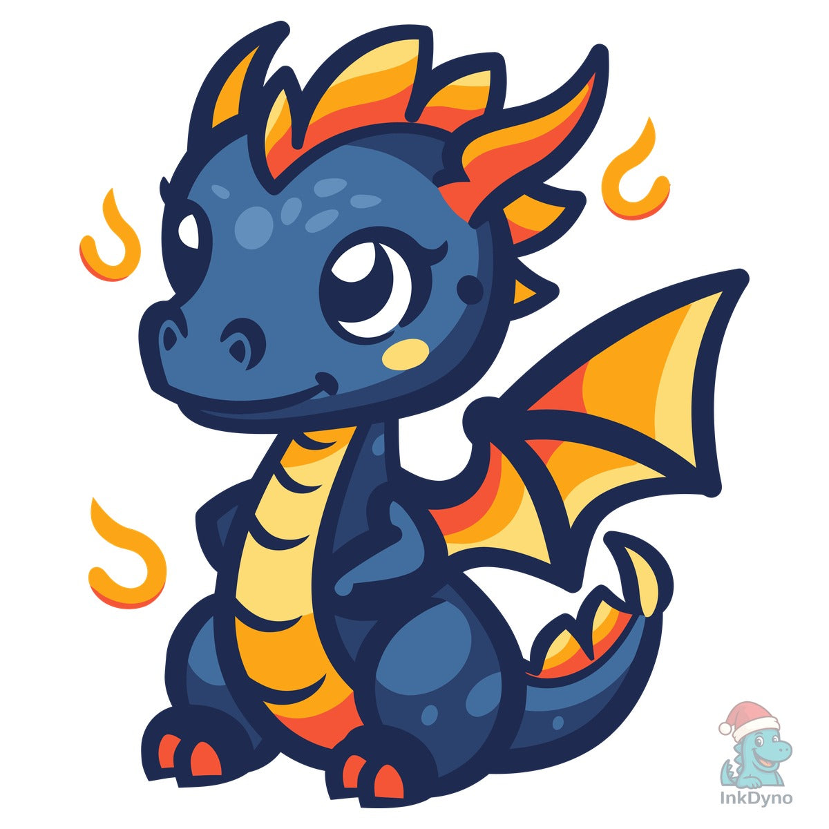 Cute Dragon Line Art Vector