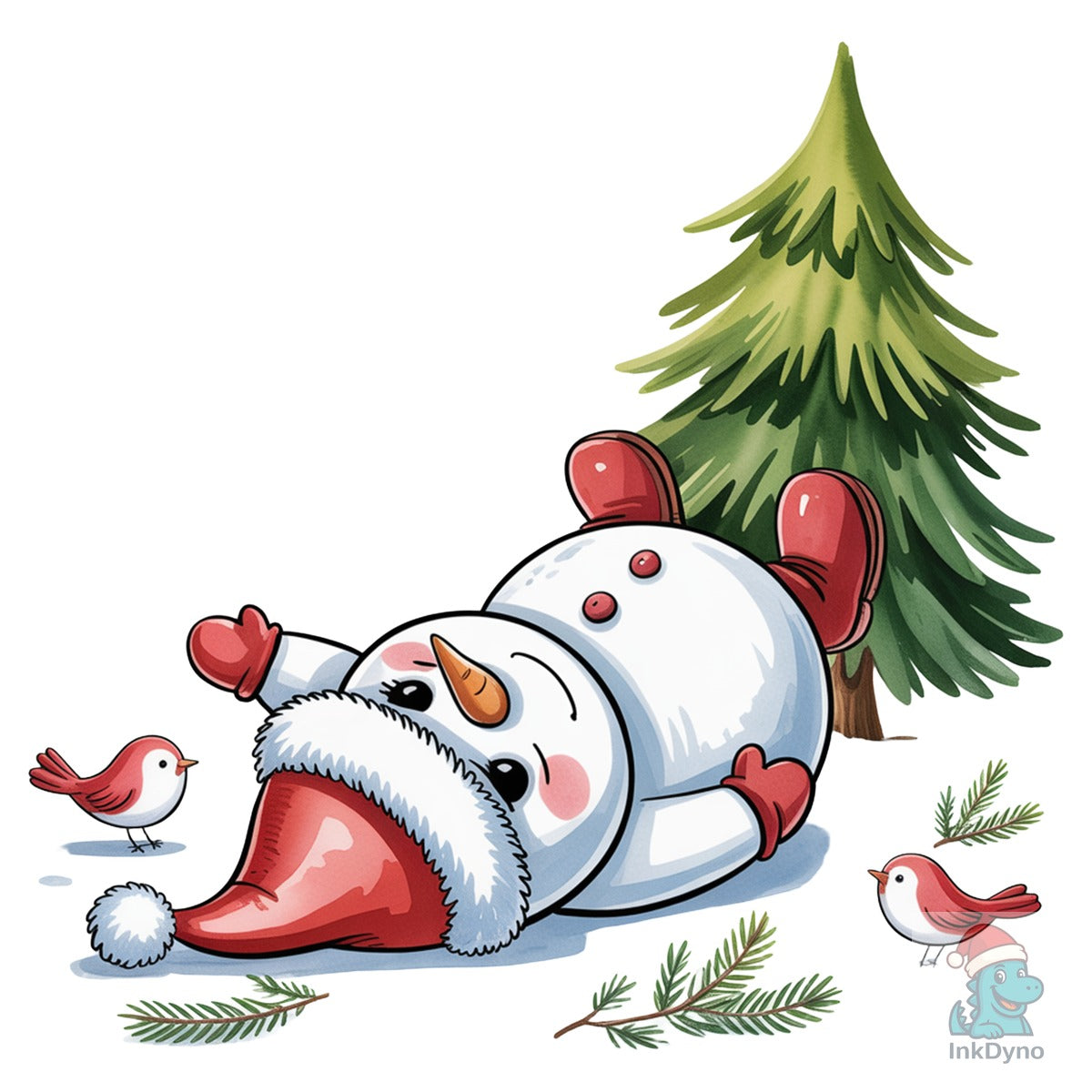 Funny Snowman with Christmas Tree