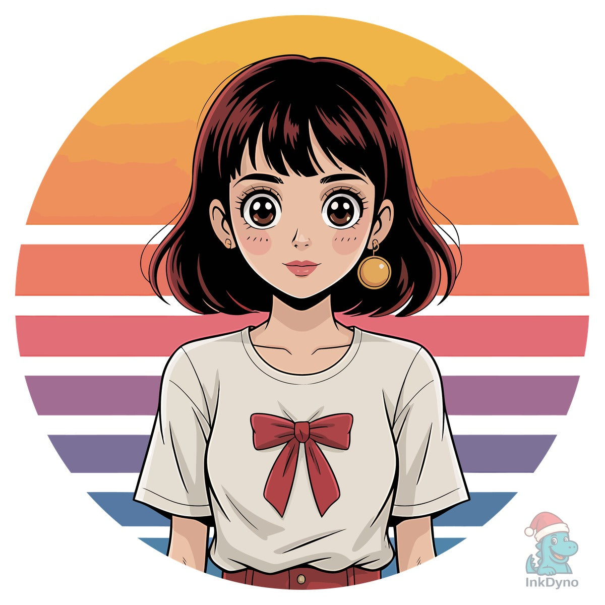 Anime Retro Vintage Sunset Vector