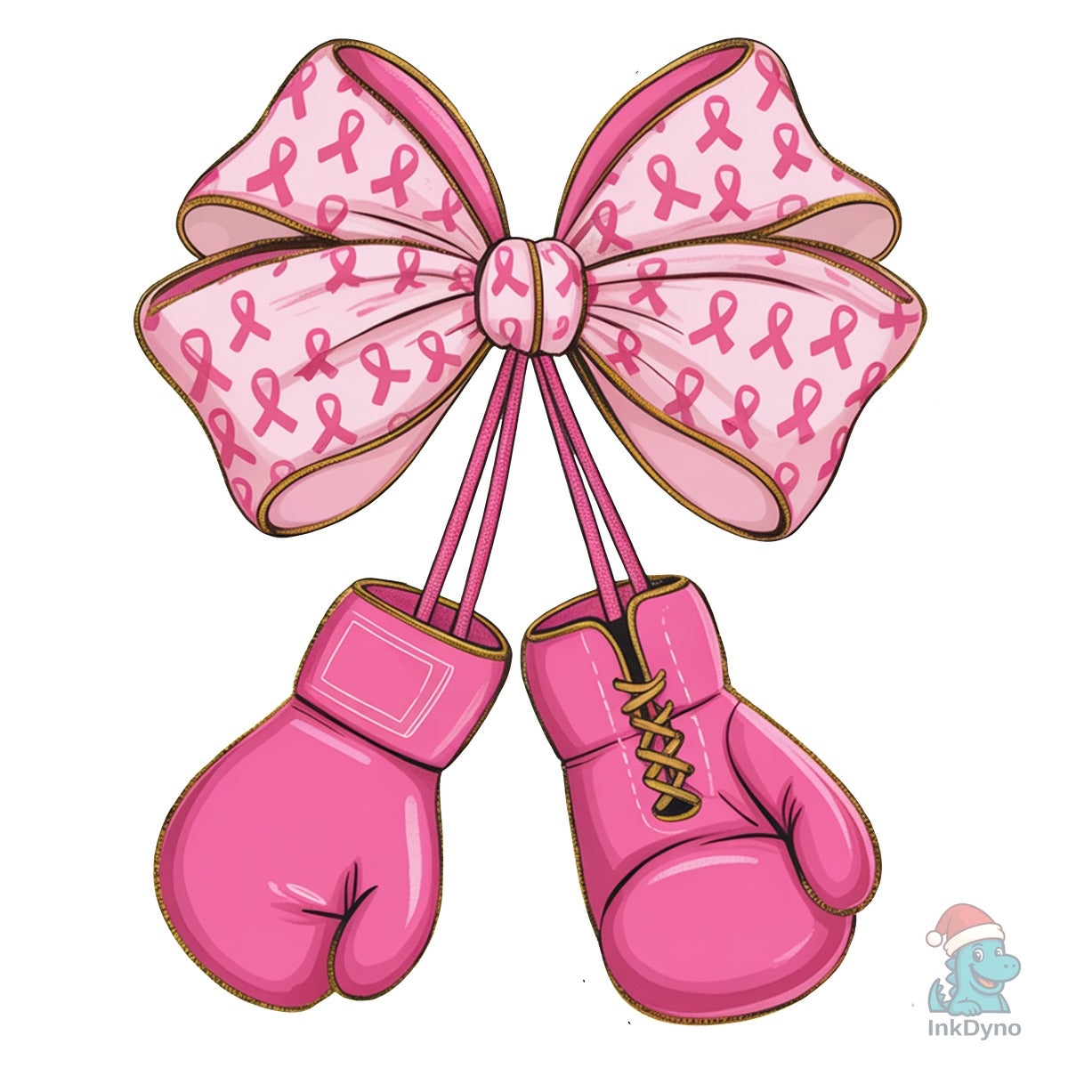 Pink Ribbon Boxing Gloves Bow