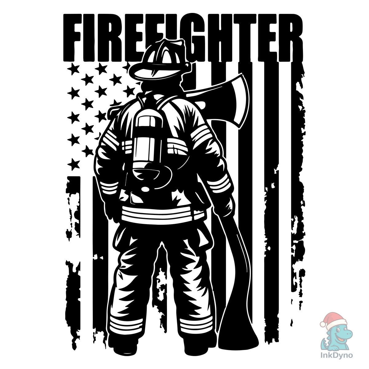 Distressed USA American Flag Firefighter