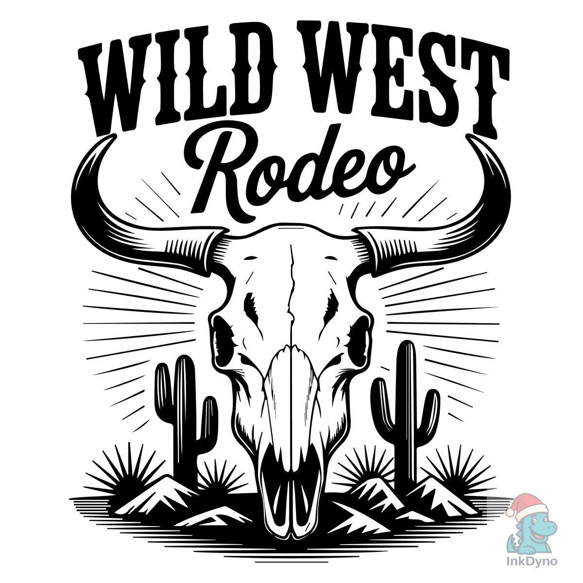 Vintage Desert Cow Skull Wild West Rodeo