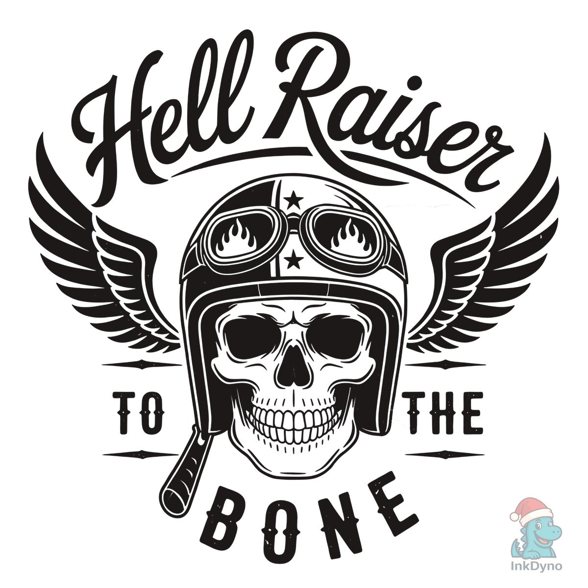 American Punk Biker Skull with Wings