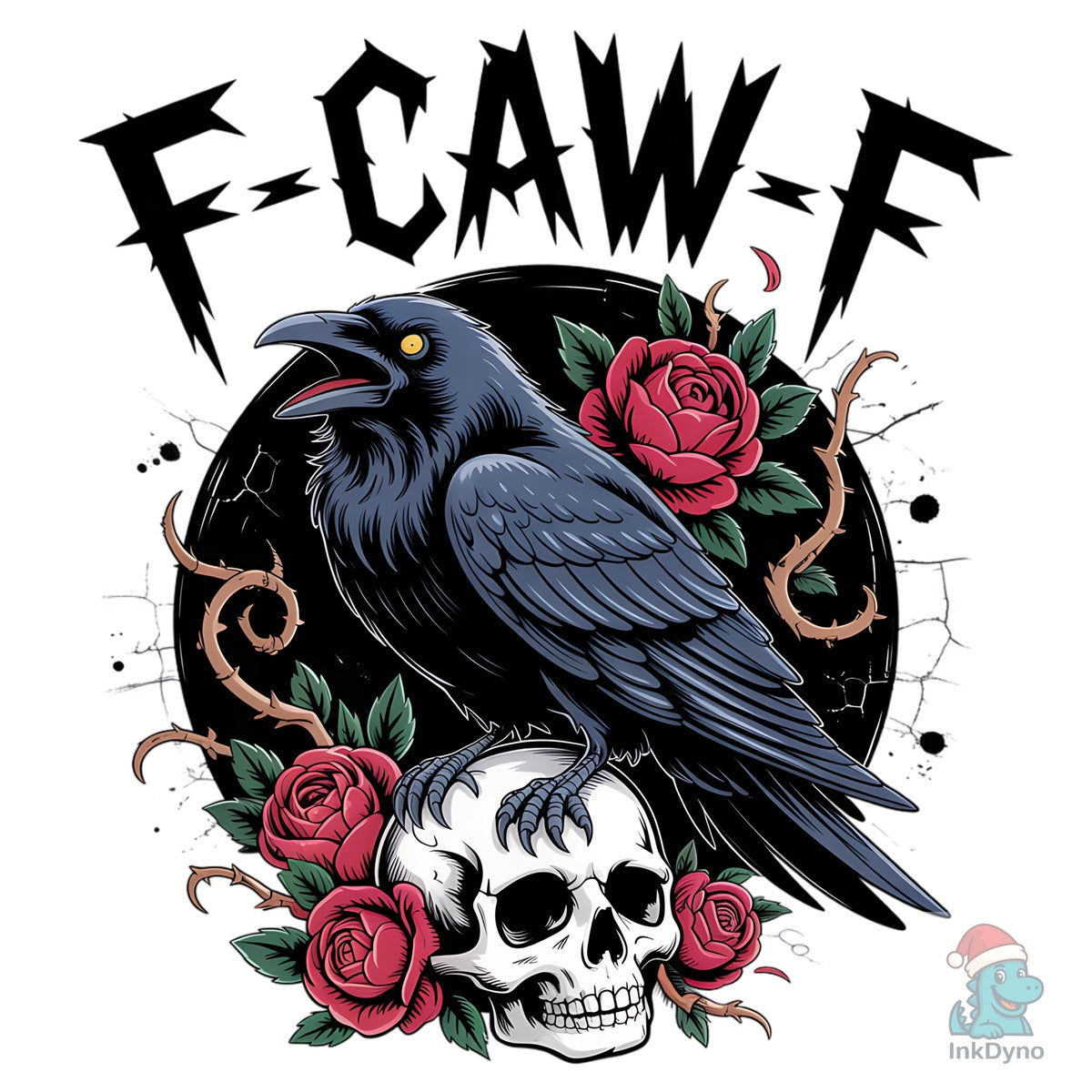 F-Caw-F Gothic Raven T-Shirt Design