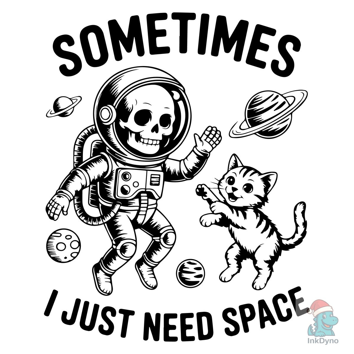 Funny Skeleton Astronaut Cat