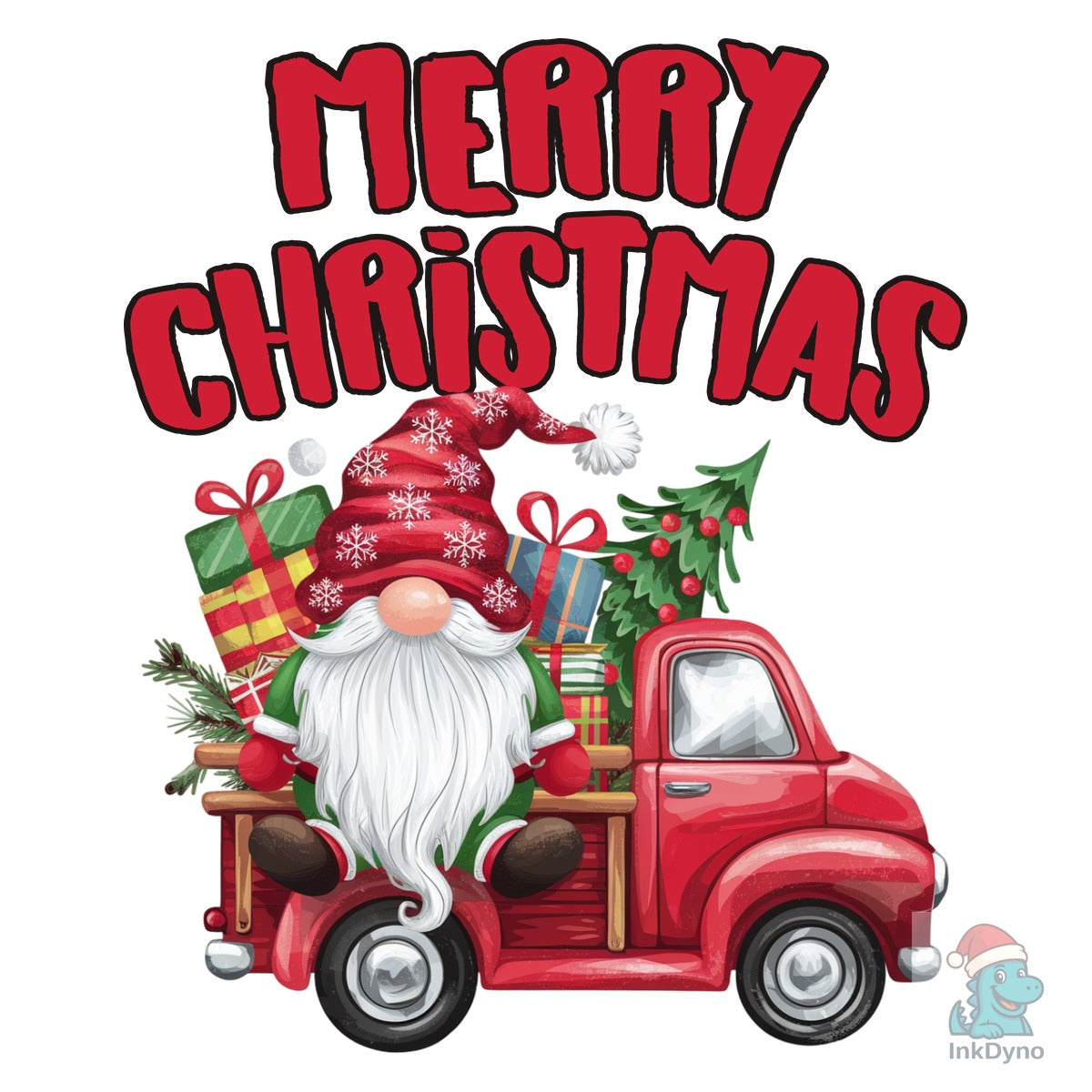 Merry Christmas Red Vintage Truck Gnome