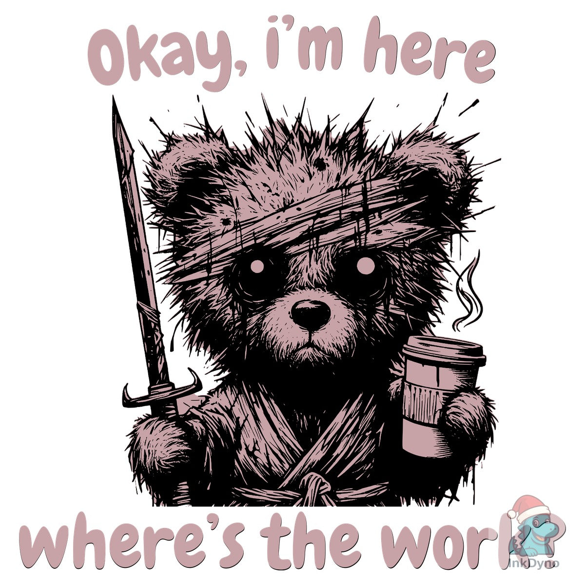 Retro Bear with Sword & Coffee