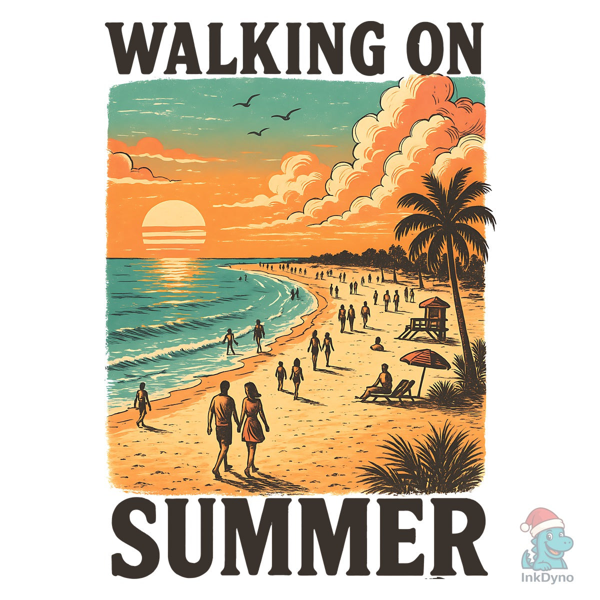 Walking on Beach Sunset Summer T-shirt