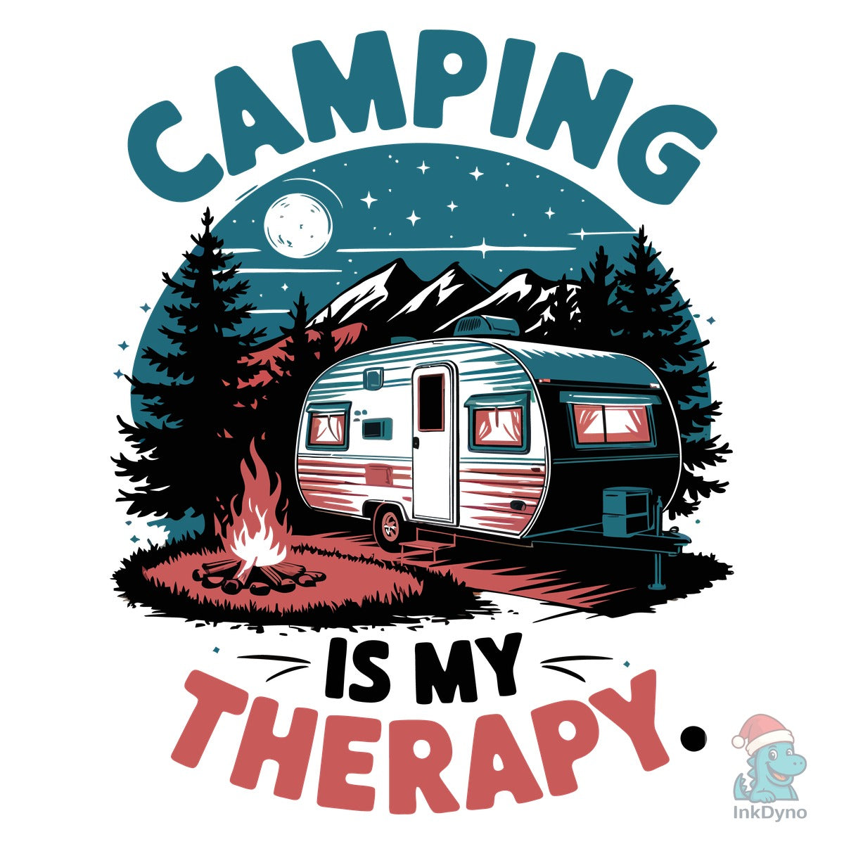 Camping Trailer Night Fire