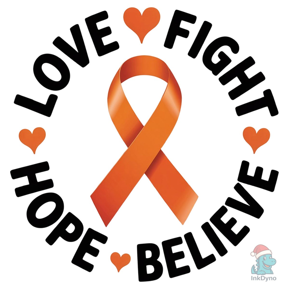 Orange Awareness Ribbon with Hearts