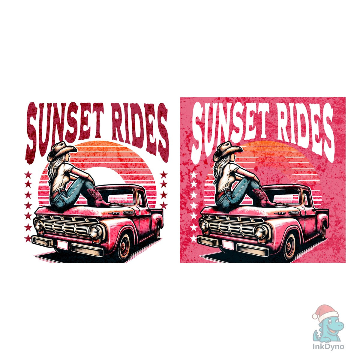 Sunset Rides Cowgirl Vintage Truck