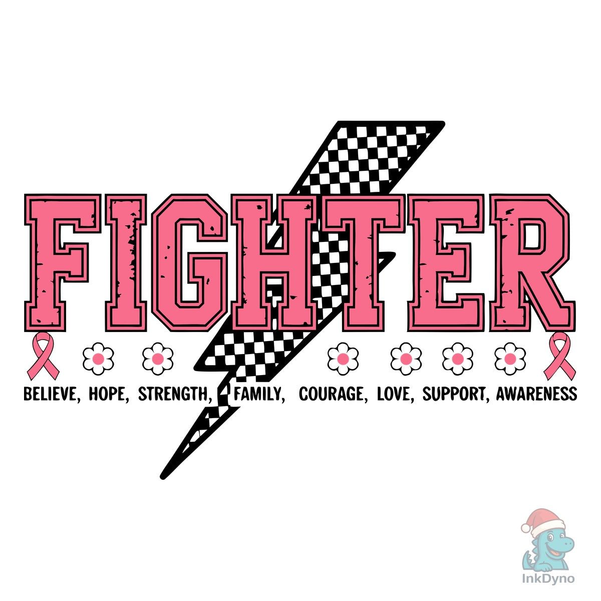 Pink Fighter Text for Breast Cancer