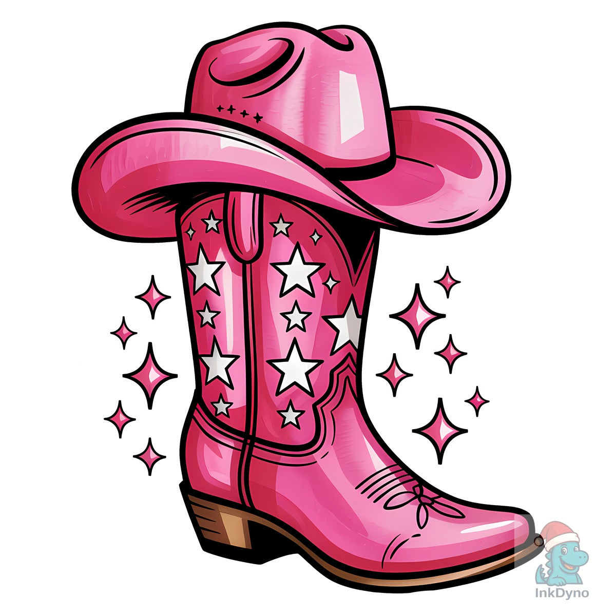 Pink Cowgirl Boot and Hat Tee
