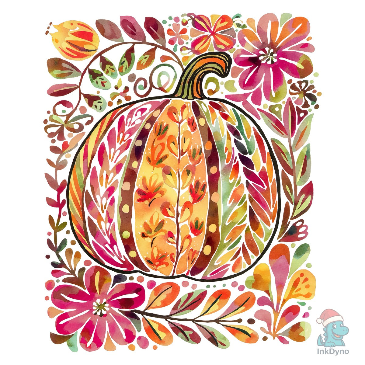 Boho Fall Floral Pumpkin