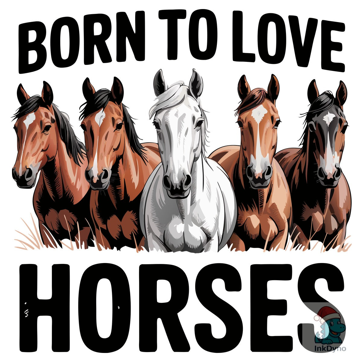 Born to Love Horses Design Illustration