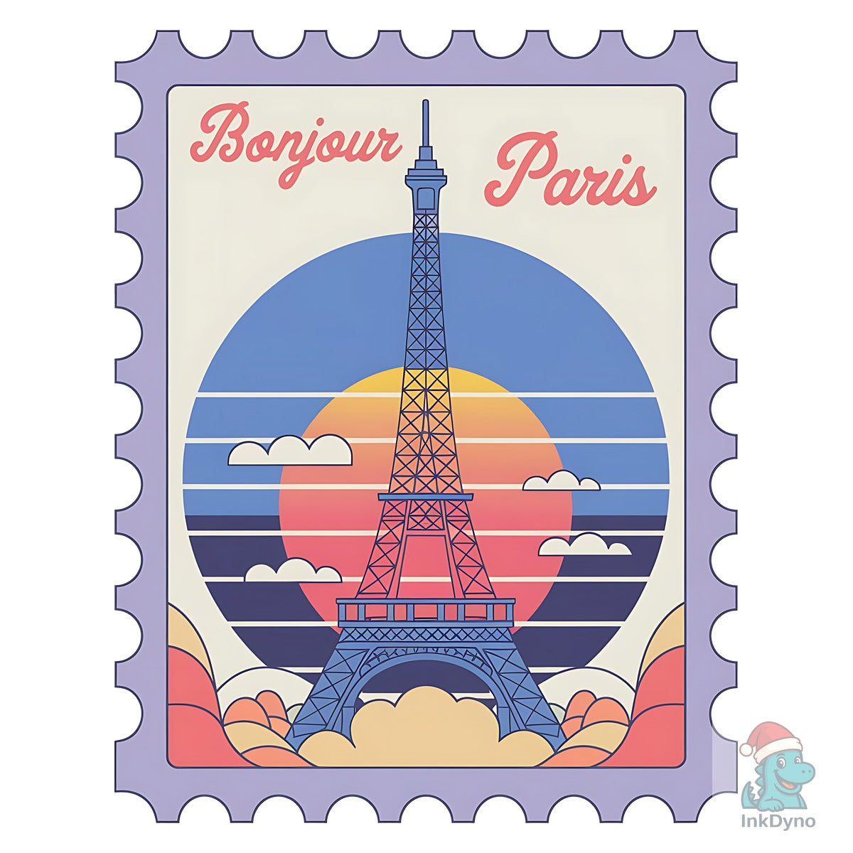 Paris Trip Retro Travel Stamp Summer