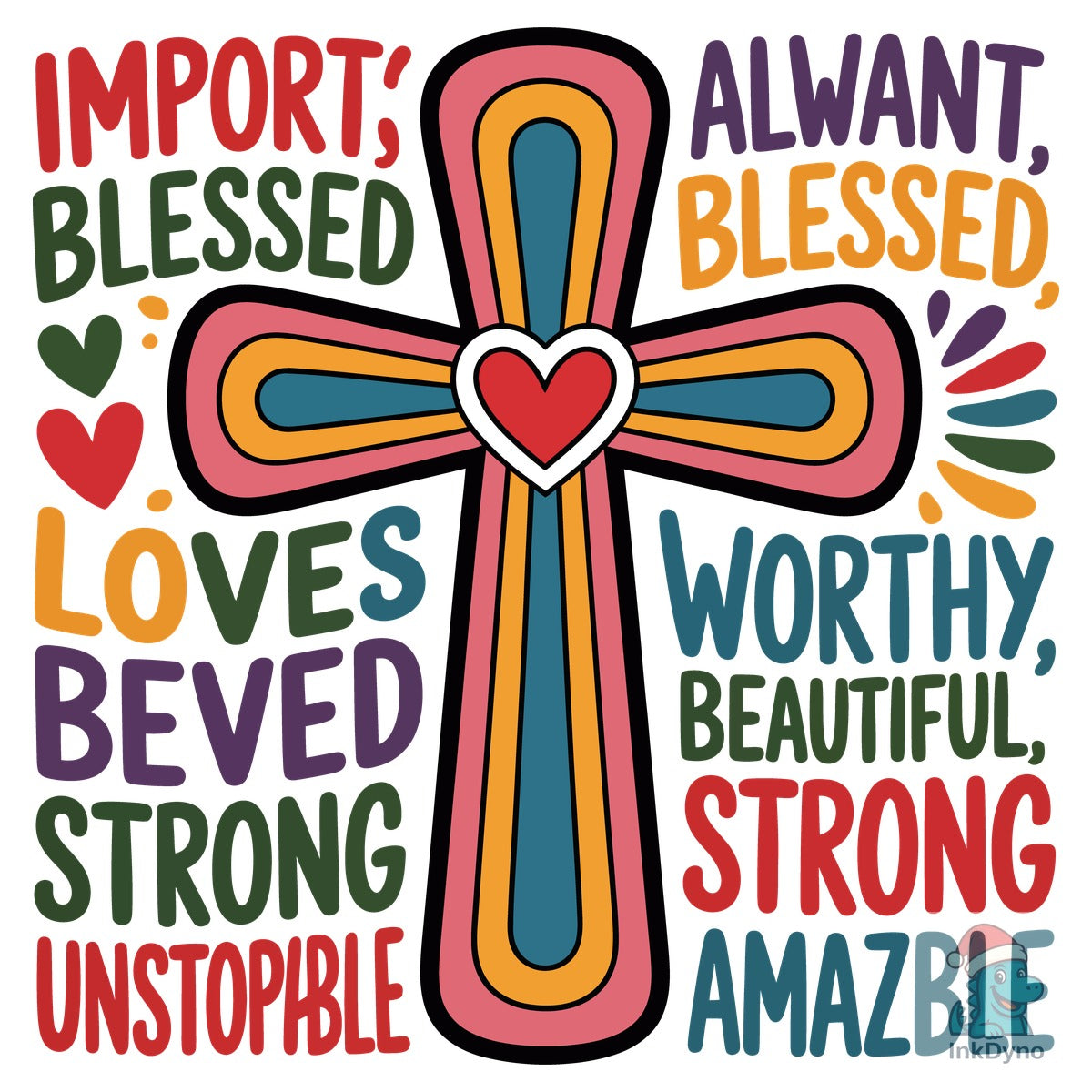Easter Cross Typography with Blessings