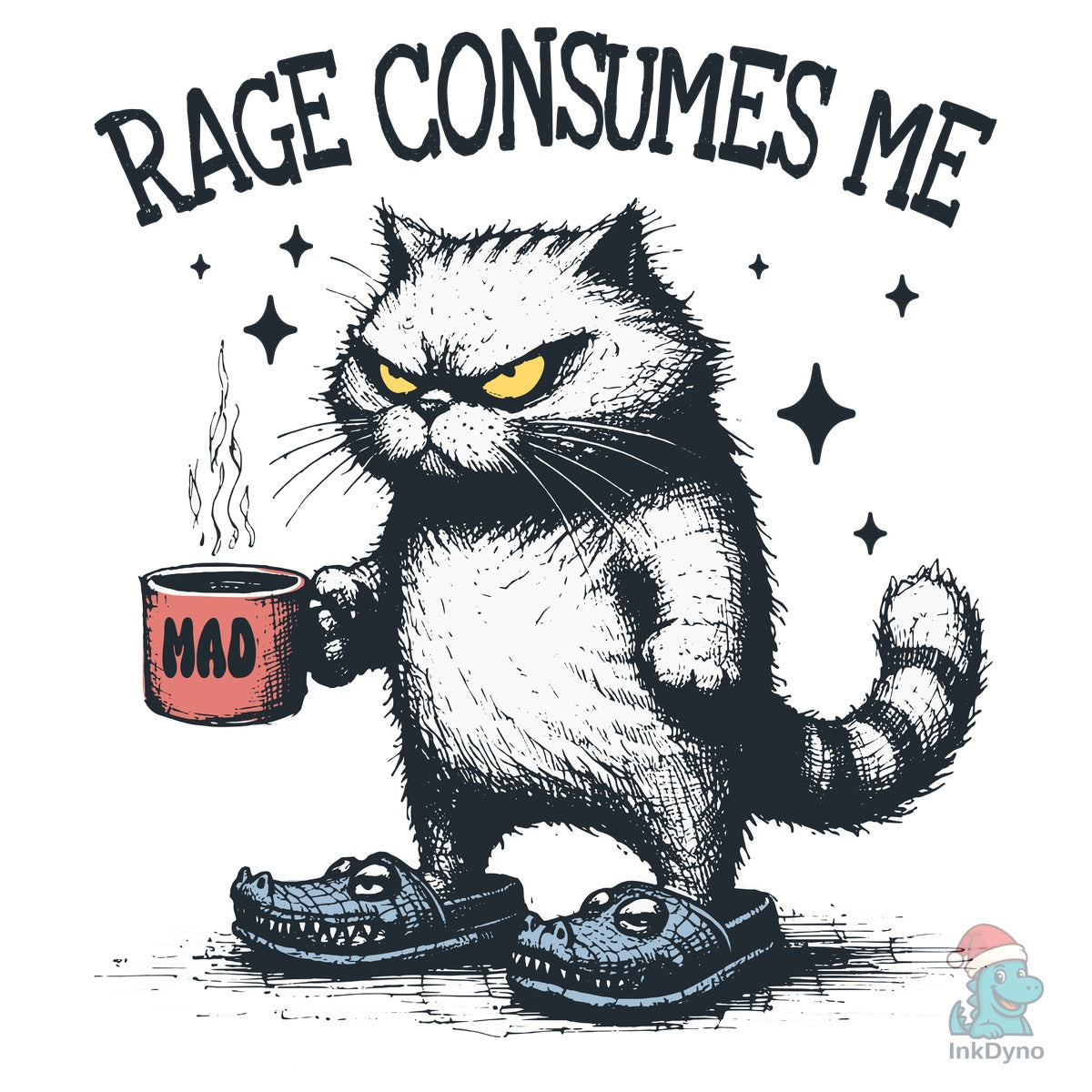 Rage Consumes Me Angry Cat Coffee Shirt