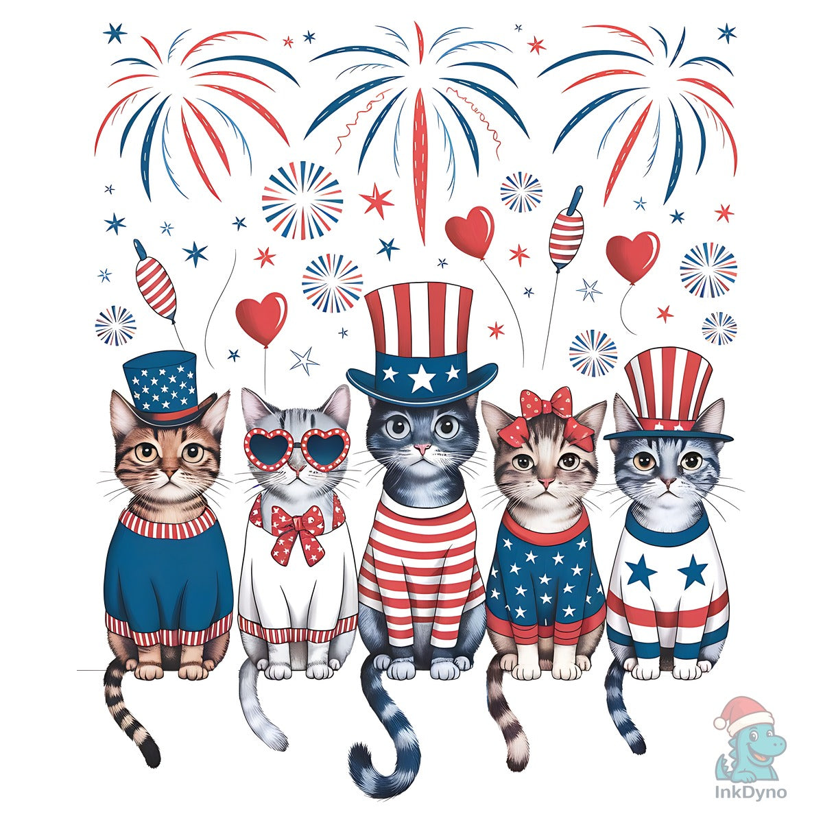 Patriotic Cat Sublimation 4th of July