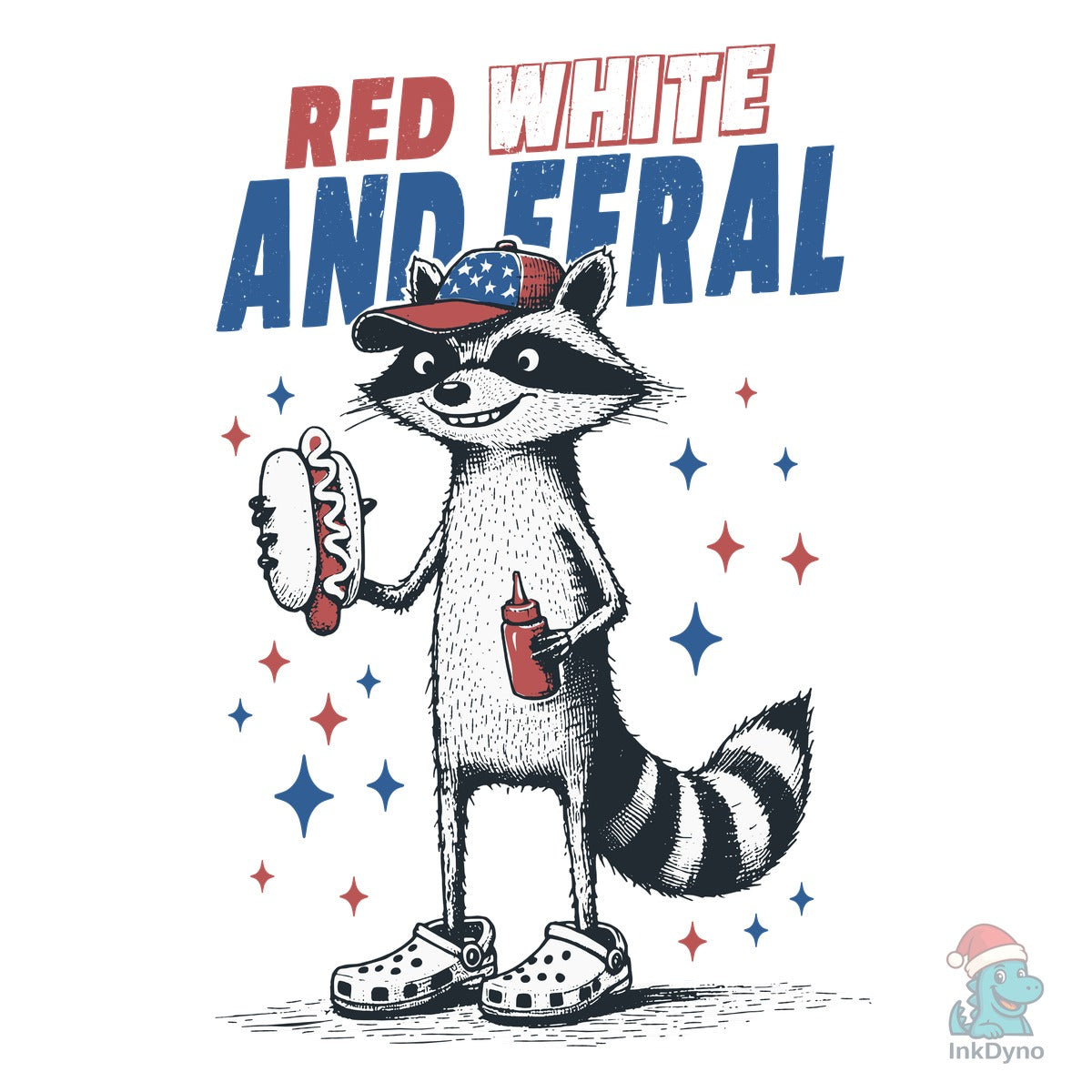 Red White and Feral Raccoon Shirt PN
