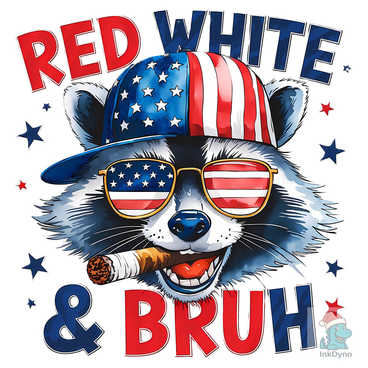 Red White and Bruh Funny Raccoon USA