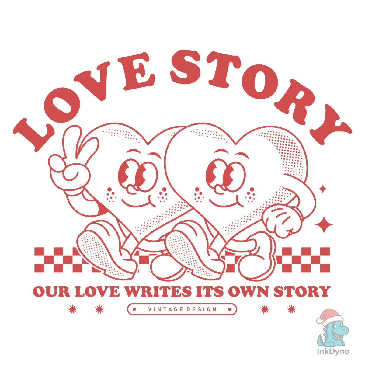 Retro Heart Cartoon Character Print