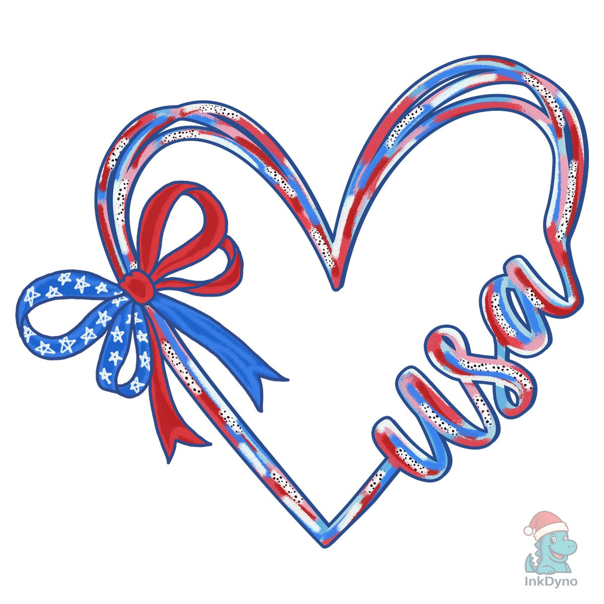 Patriotic Heart USA with Bow