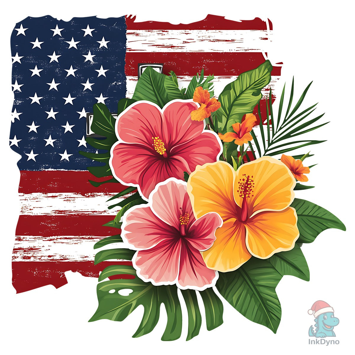 Floral American Flag 4th of July