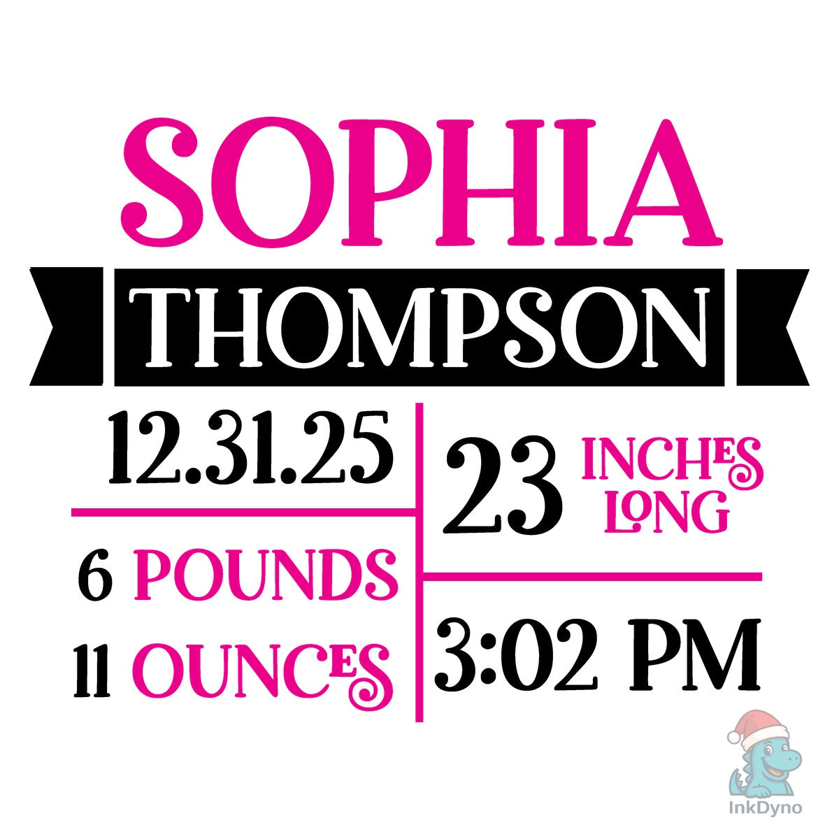 Personalized Baby Birth Stats Sign