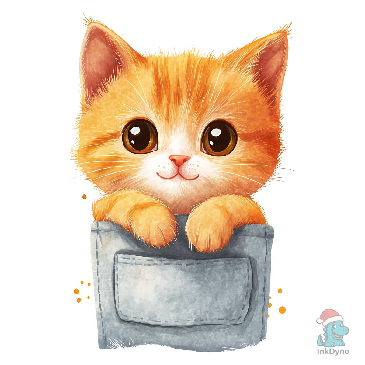 Cute Orange Tabby Kitten Watercolor Art