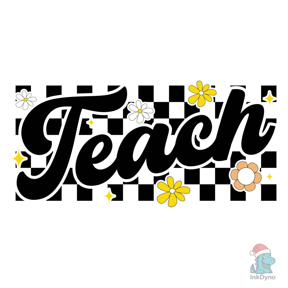 Teach Checkered Floral Teacher
