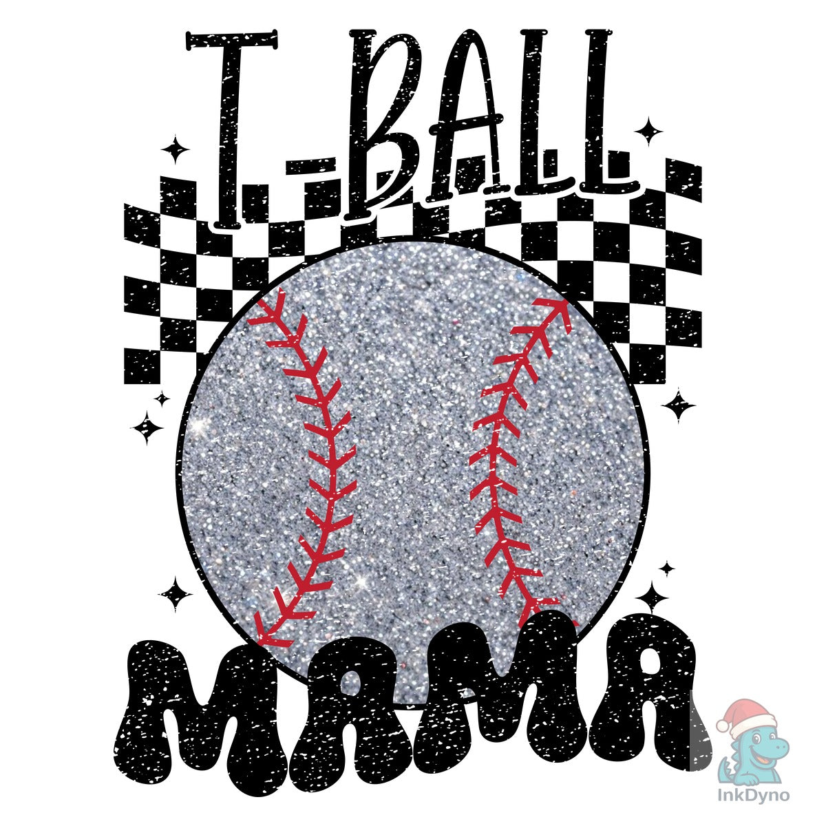 Retro T Ball Mama Glitter Baseball