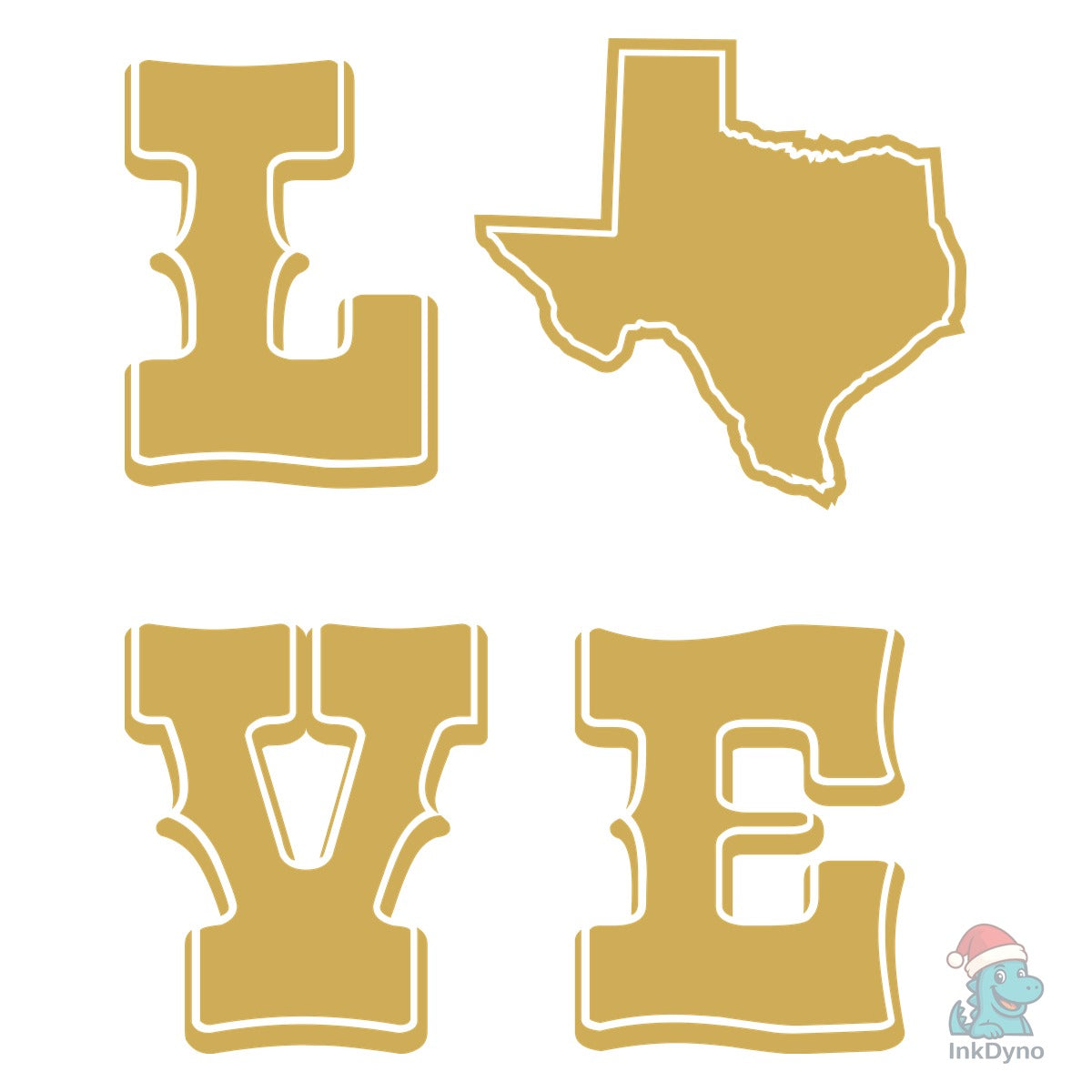 Love Text with Texas Map.