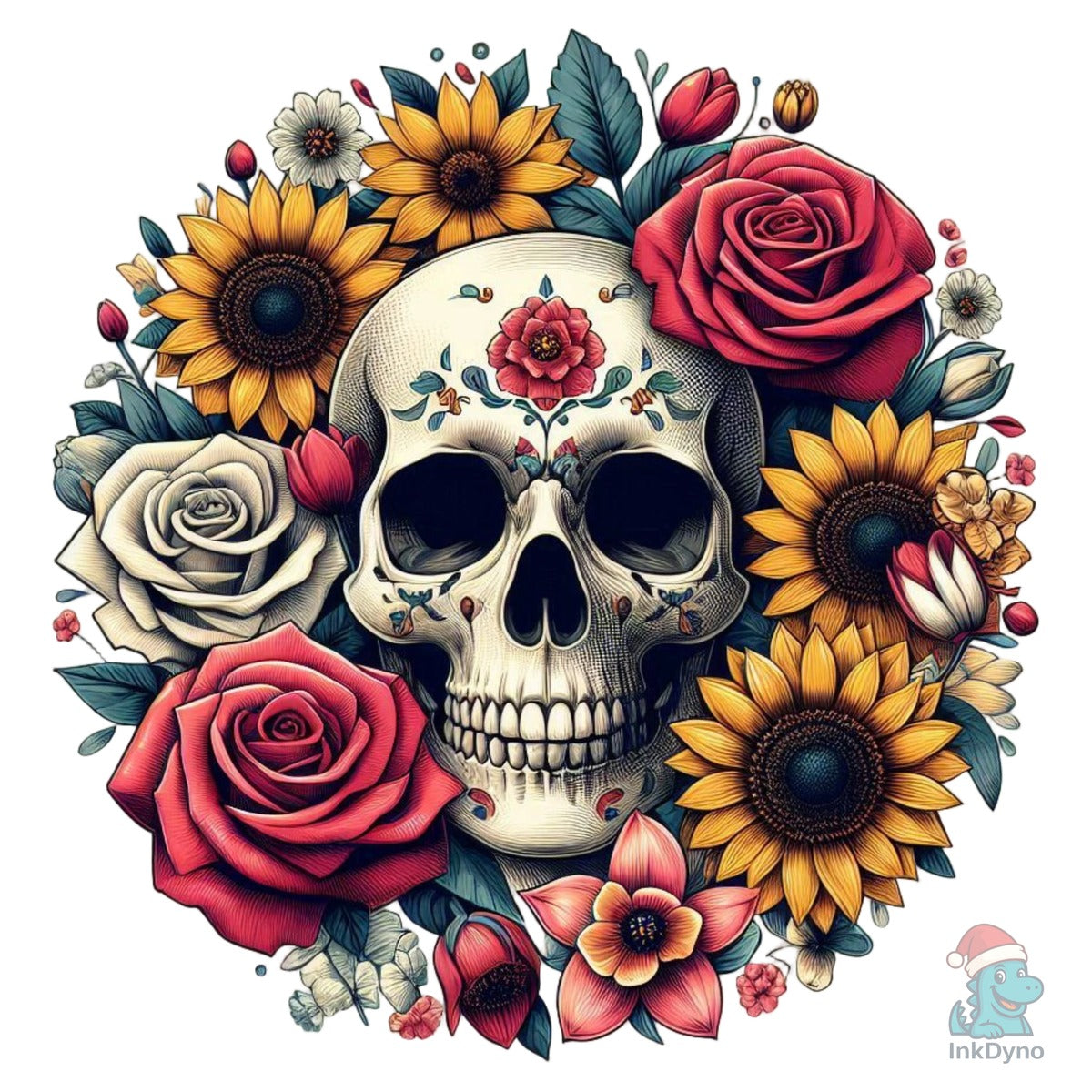 Vintage Floral Skull Printable Art