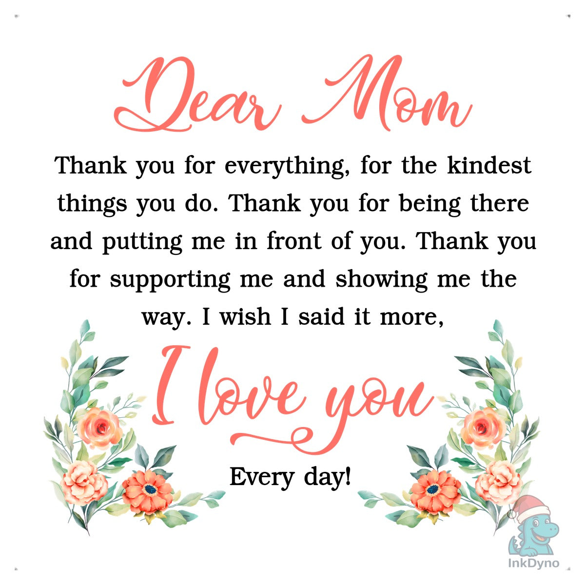 Dear Mom Mom Lover Mother's Day