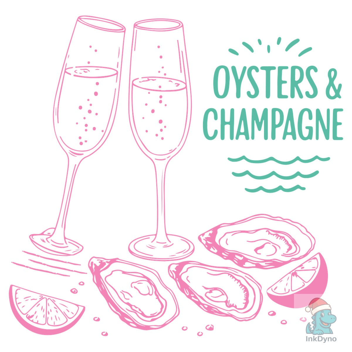 Oyster Champagne Summer Beach Doodle