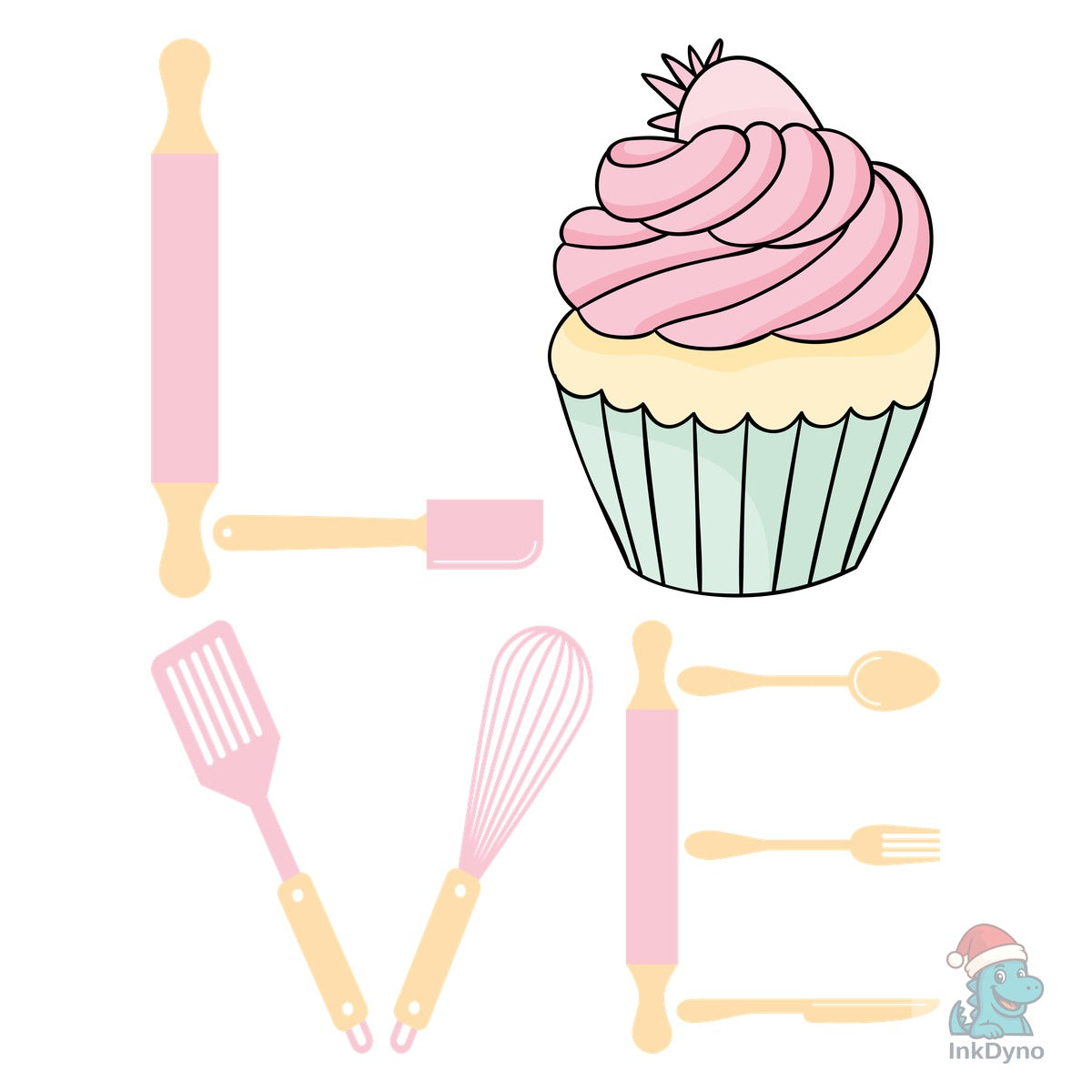 Baking Love Cupcake Whisk Spatula
