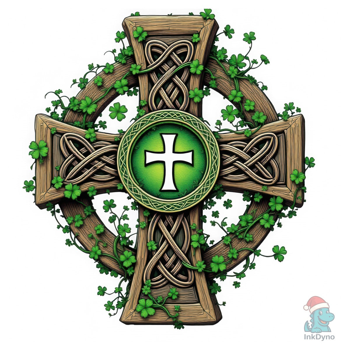 Celtic Cross with Shamrocks Irish