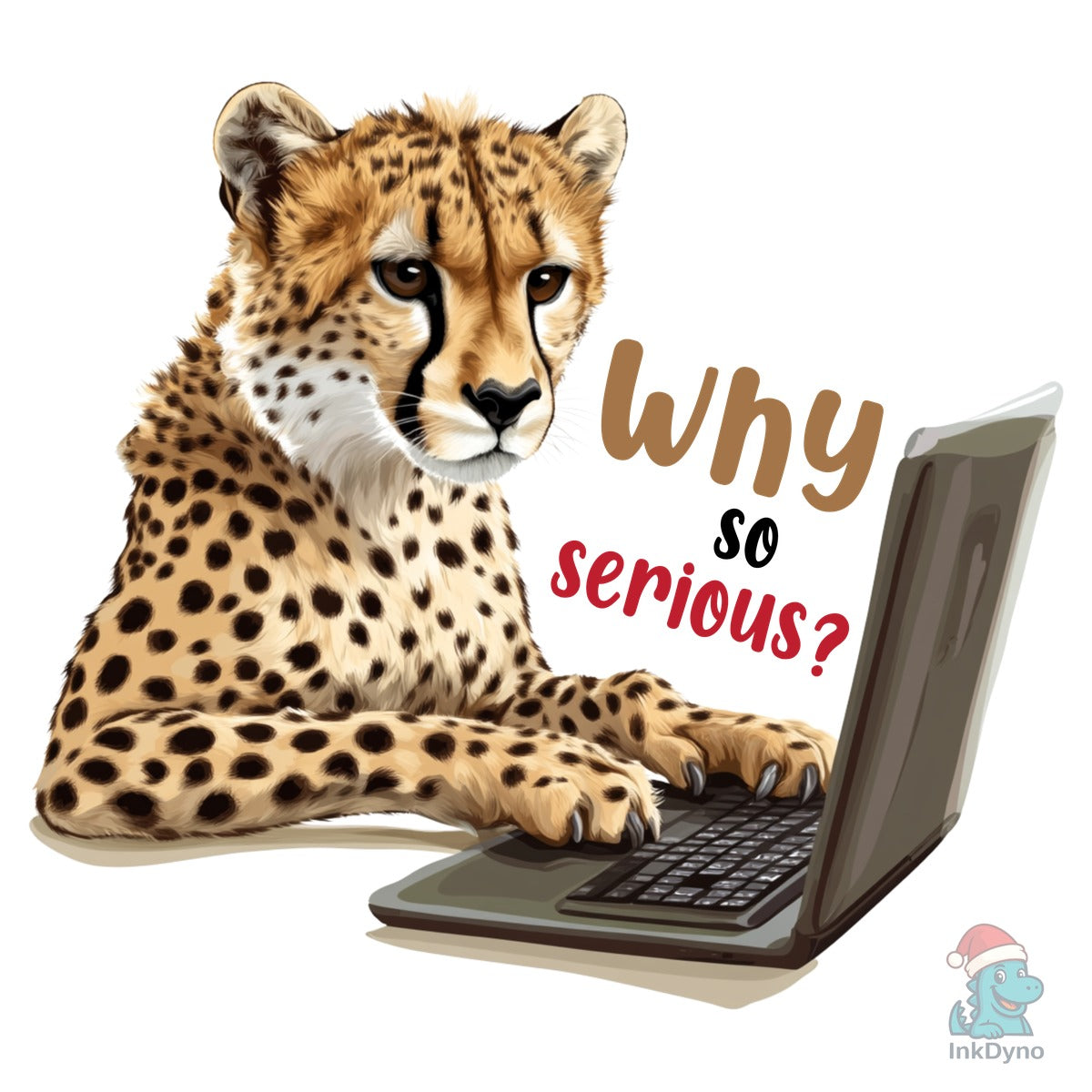 Tiger Typing on a Laptop T-Shirt Print