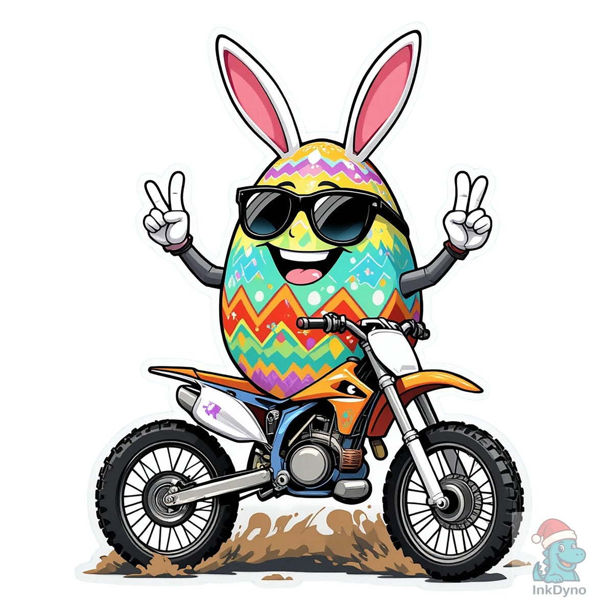 Egg Bunny on Motorbike T-shirt Design