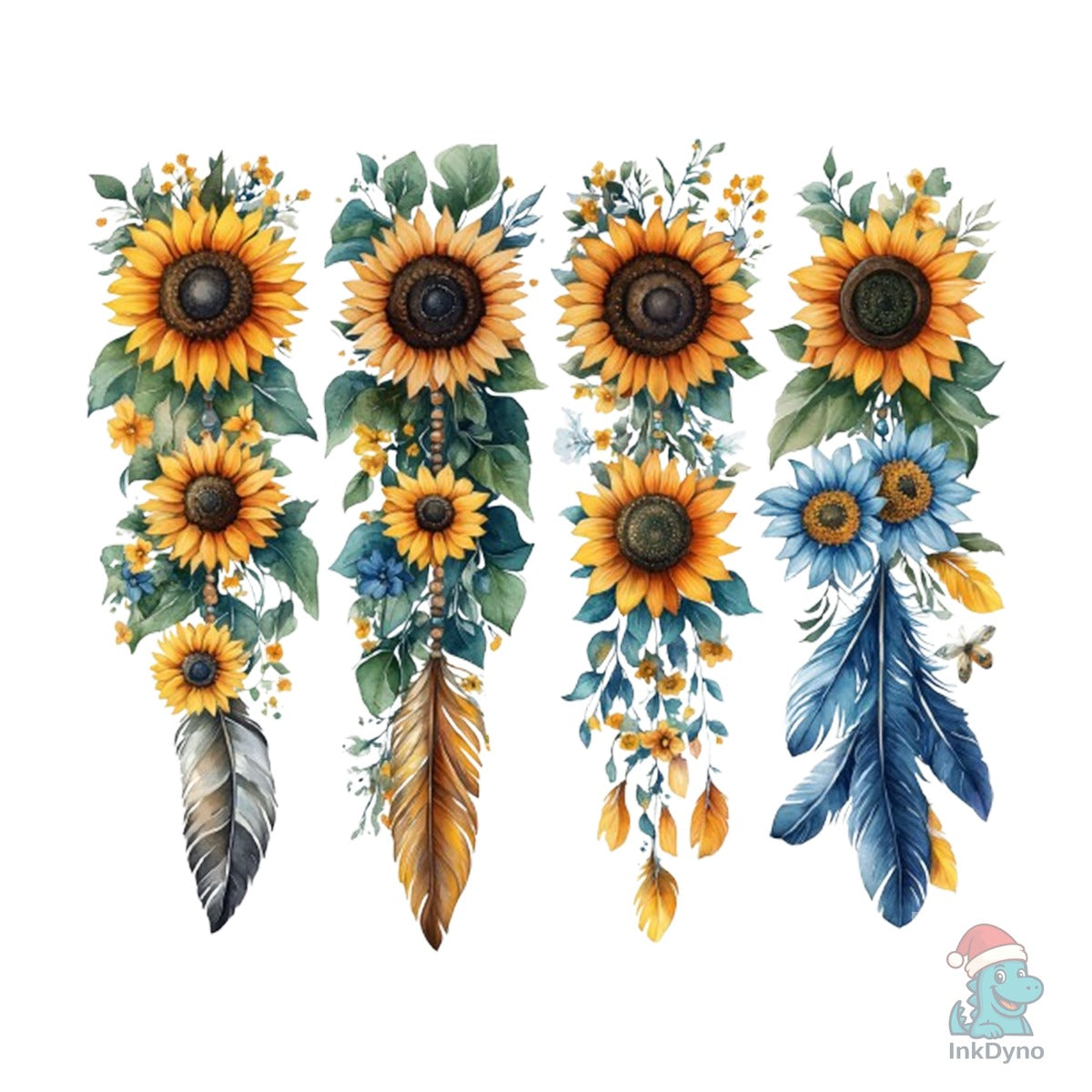 Boho Wildflowers Feathers Flowers