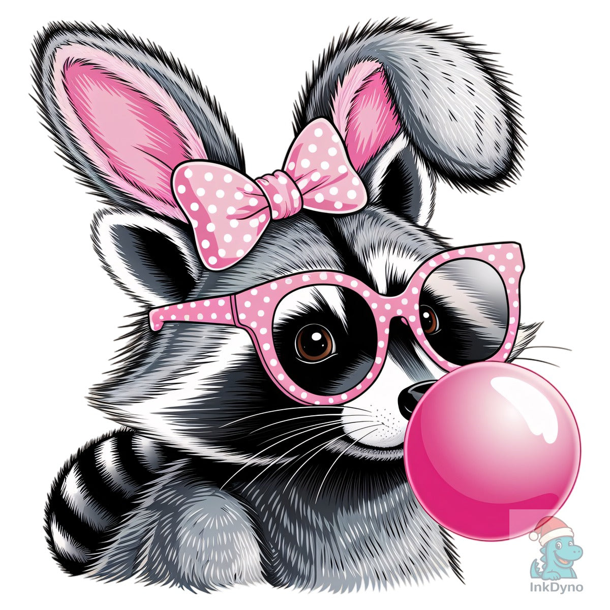 Cute Raccoon with Glasses & Bubble Gum